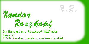 nandor roszkopf business card